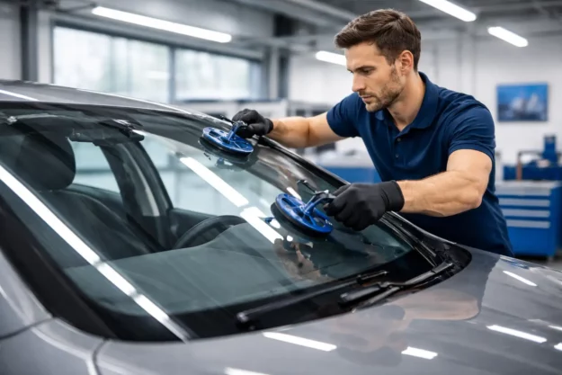Remplacement de pare-brise en centre vitrage automobile par technicien qualifié