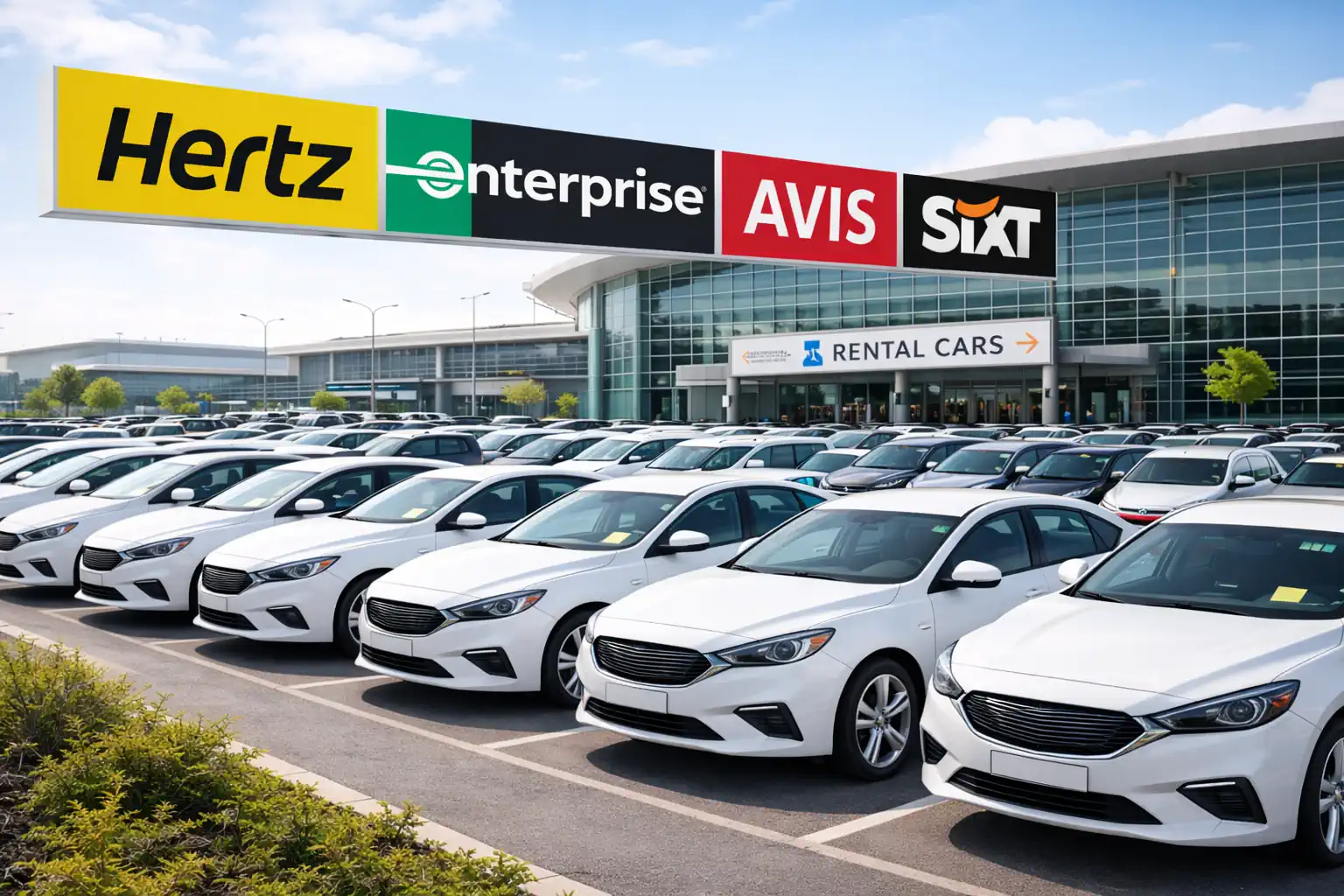 Parc de véhicules de loueurs automobiles illustrant des solutions marketing et data dédiées aux acteurs de la location automobile.