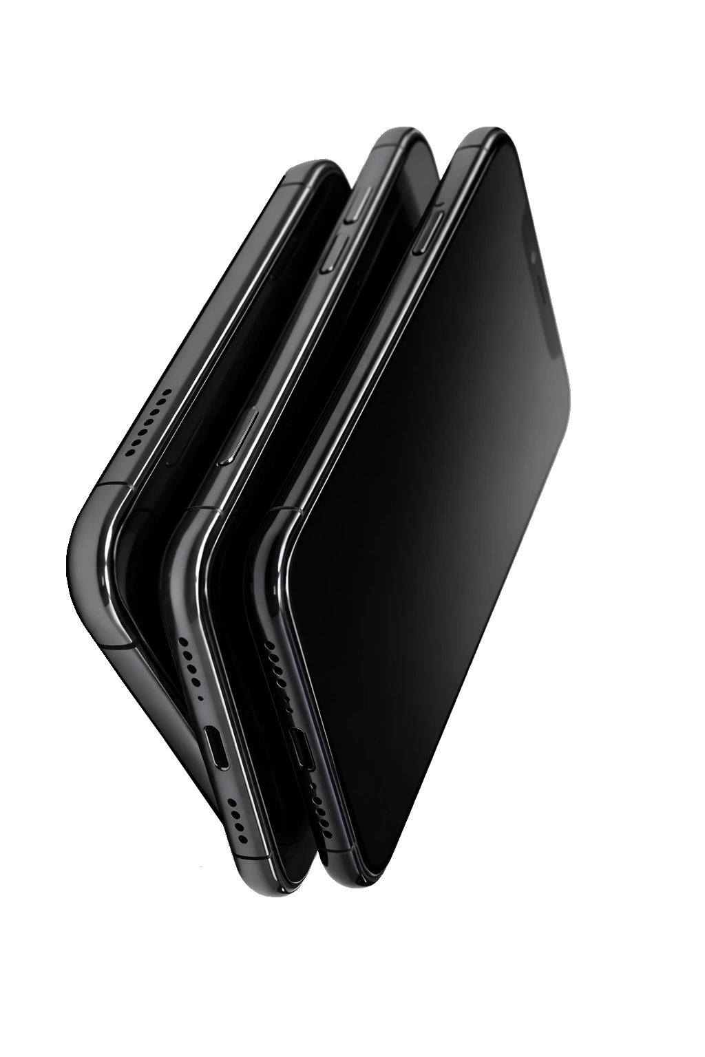 Trois smartphones empilés illustrant un trio d’offres marketing