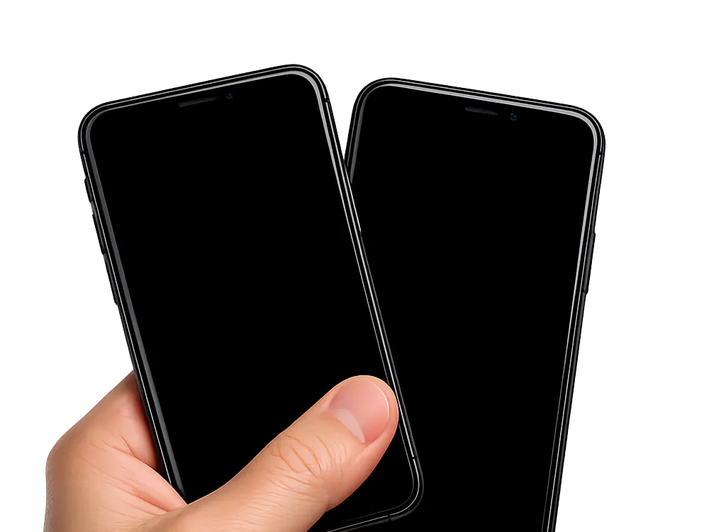 Main tenant deux smartphones illustrant le SMS Voice VMS marketing automobile et la diffusion de messages vocaux ciblés
